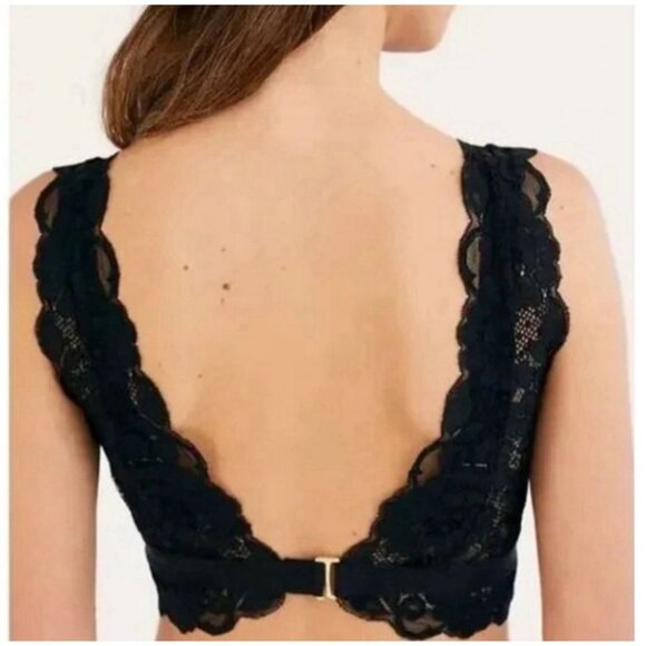 NWT $58 Free People X HAH Got Ur Back Bra Small Black Lace Bralette Adjustable - Picture 2 of 13